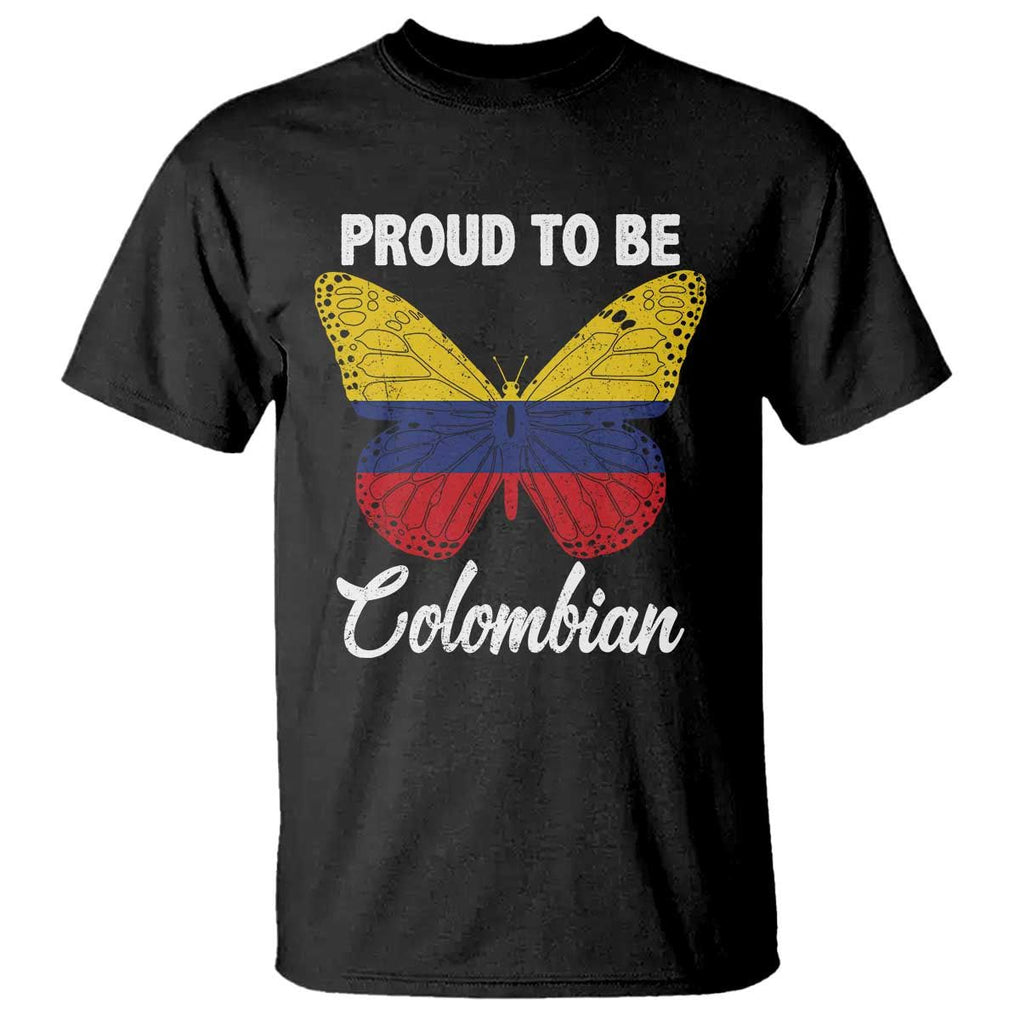 Colombia Pride T Shirt Proud To Be Colombian Butterfly TS02 Black Print Your Wear