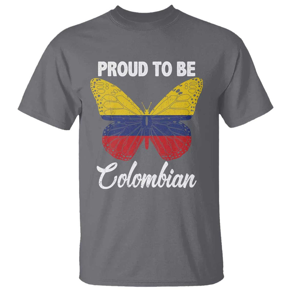 Colombia Pride T Shirt Proud To Be Colombian Butterfly TS02 Charcoal Print Your Wear