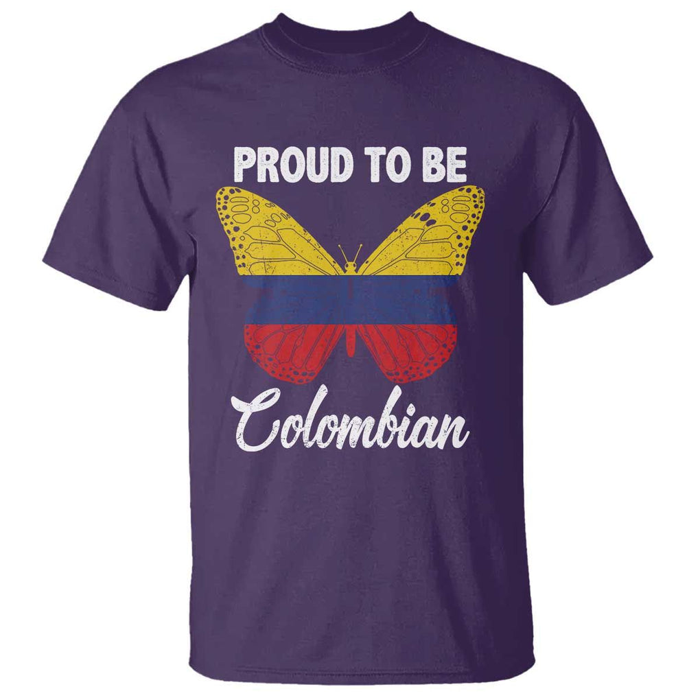 Colombia Pride T Shirt Proud To Be Colombian Butterfly TS02 Purple Print Your Wear
