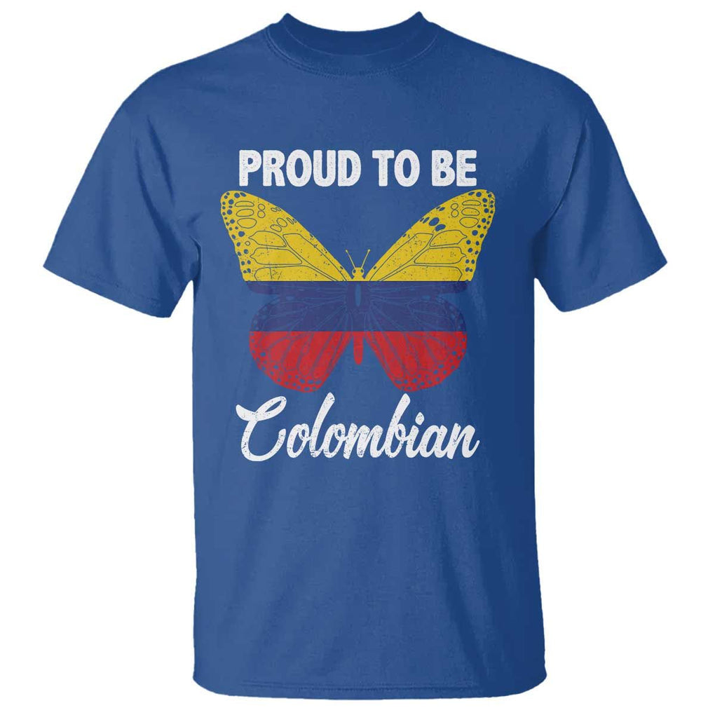 Colombia Pride T Shirt Proud To Be Colombian Butterfly TS02 Royal Blue Print Your Wear