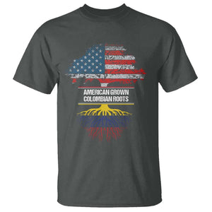 Colombian American T Shirt American Grown with Colombian Roots TS02 Dark Heather Print Your Wear