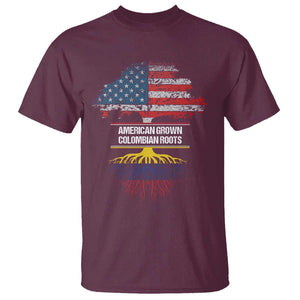 Colombian American T Shirt American Grown with Colombian Roots TS02 Maroon Print Your Wear