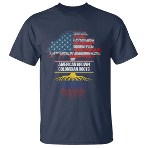 Colombian American T Shirt American Grown with Colombian Roots TS02 Navy Print Your Wear