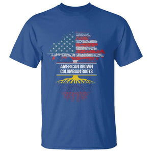 Colombian American T Shirt American Grown with Colombian Roots TS02 Royal Blue Print Your Wear