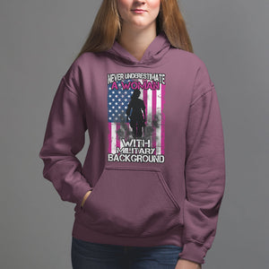 Female Veteran Hoodie Never Underestimate A Woman With Military Background American Flag TS02 Maroon Printyourwear