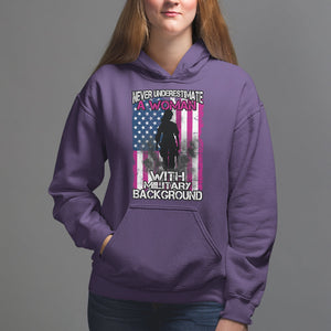 Female Veteran Hoodie Never Underestimate A Woman With Military Background American Flag TS02 Purple Printyourwear