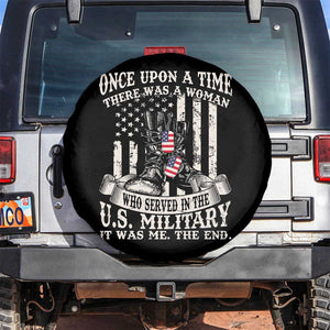 Female Veteran Spare Tire Cover There Was A Woman Who Served In The Military Combat Boots Dog Tags TS02 No hole Black Print Your Wear