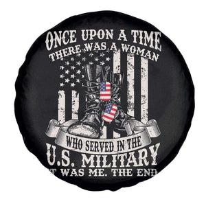 Female Veteran Spare Tire Cover There Was A Woman Who Served In The Military Combat Boots Dog Tags TS02 Print Your Wear