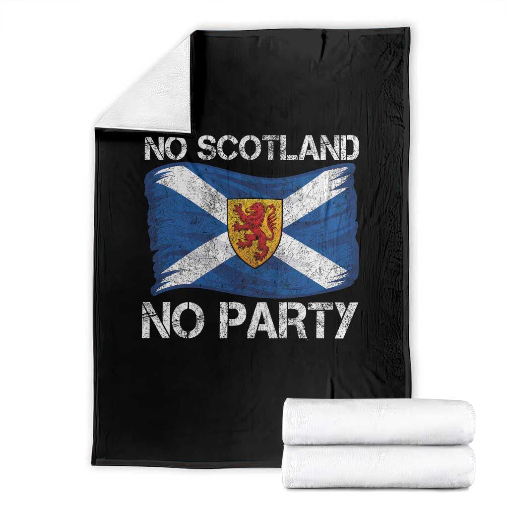 No Scotland No Party Saltire Flag Lion Rampant Crest Throw Blanket Game Day Soccer Fans Football Tournament TS02 Black Print Your Wear