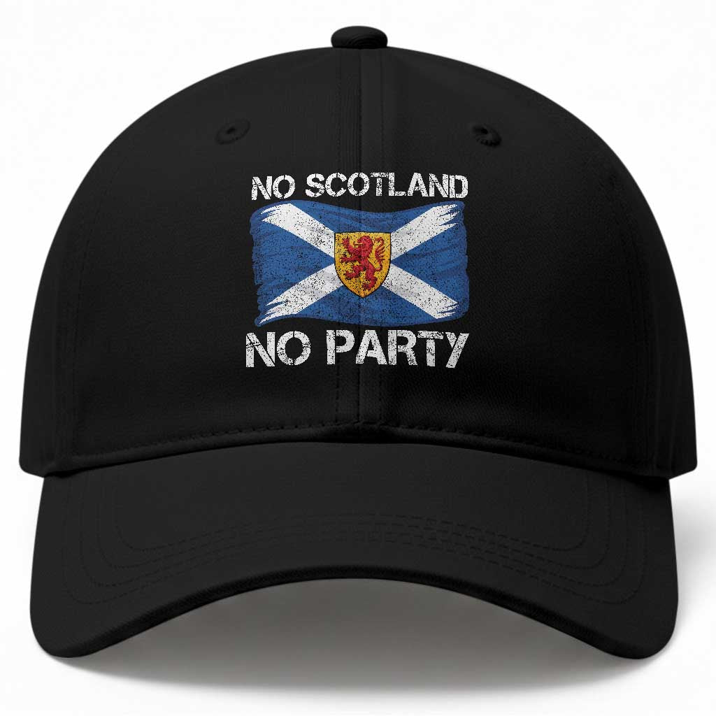 No Scotland No Party Saltire Flag Lion Rampant Crest Baseball Cap Game Day Soccer Fans Football Tournament TS02 Print Your Wear