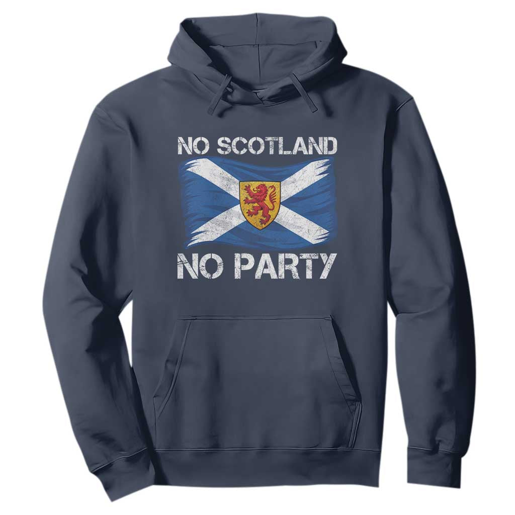 No Scotland No Party Saltire Flag Lion Rampant Crest Hoodie Game Day Soccer Fans Football Tournament TS02 Navy Print Your Wear