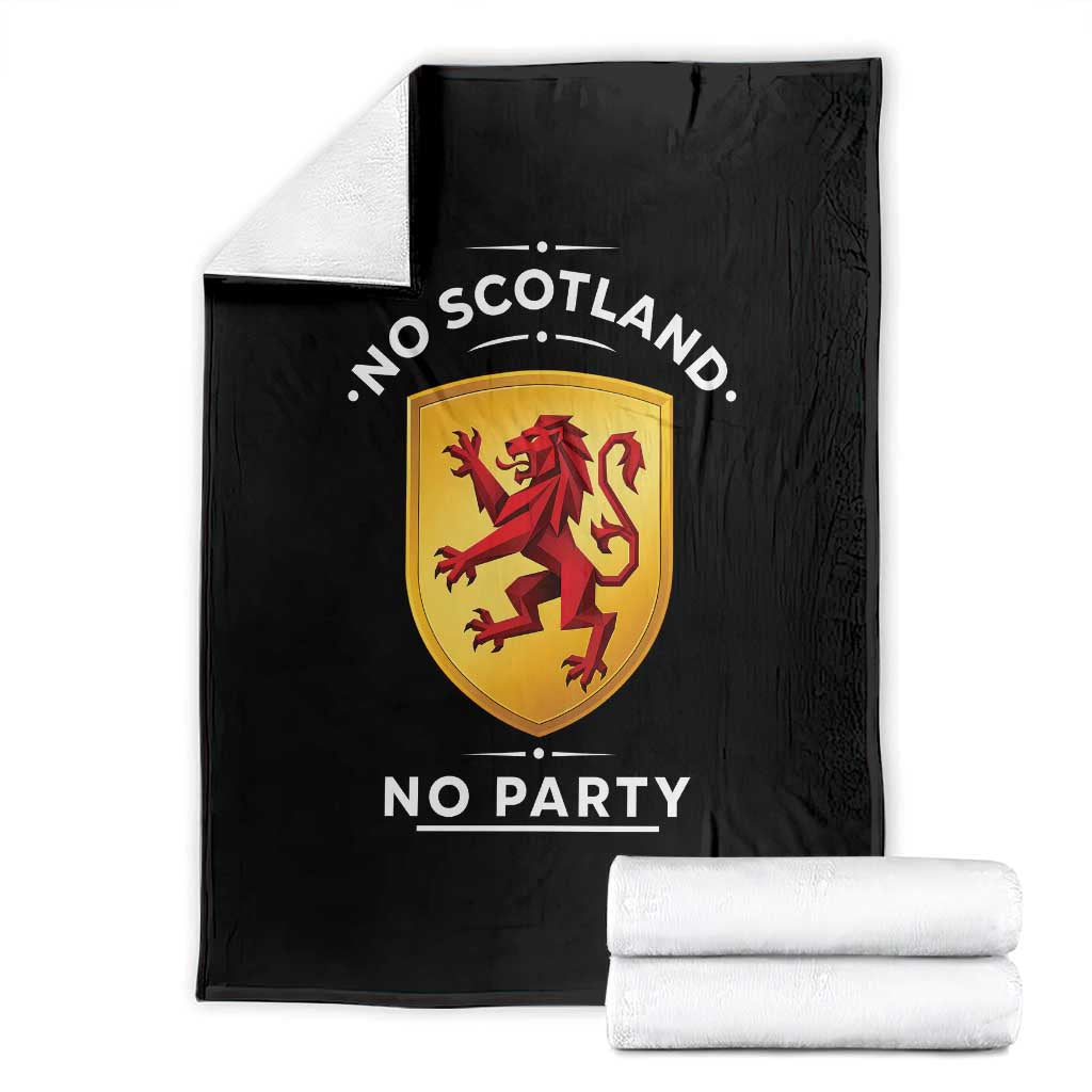 No Scotland No Party Gold Heraldic Shield Red Lion Rampant Throw Blanket Game Day Soccer Fans Football Tournament TS02 Black Print Your Wear