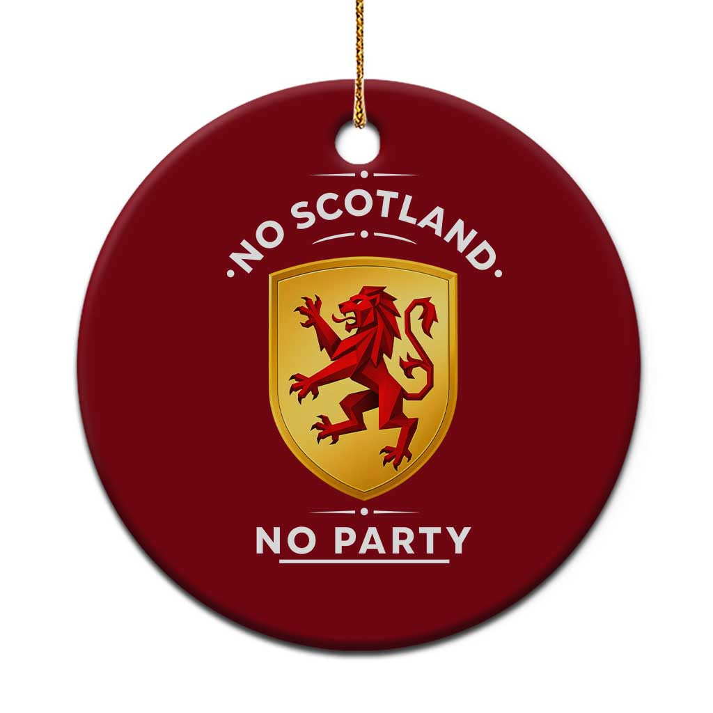 No Scotland No Party Gold Heraldic Shield Red Lion Rampant Ceramic Ornament Game Day Soccer Fans Football Tournament TS02 1pc Red Print Your Wear