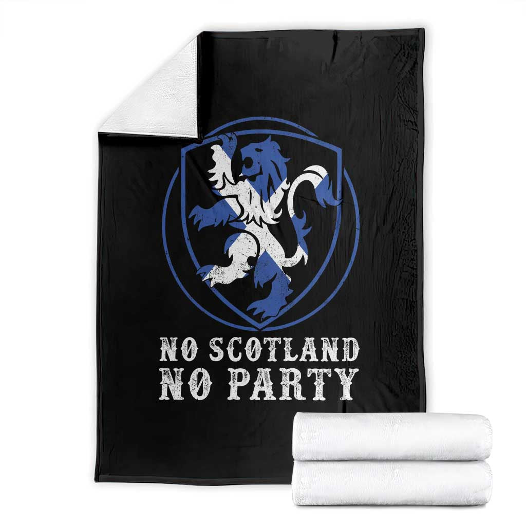 No Scotland No Party Distressed Shield Saltire Cross Throw Blanket Vintage Football Fans Game Day TS02 Black Print Your Wear