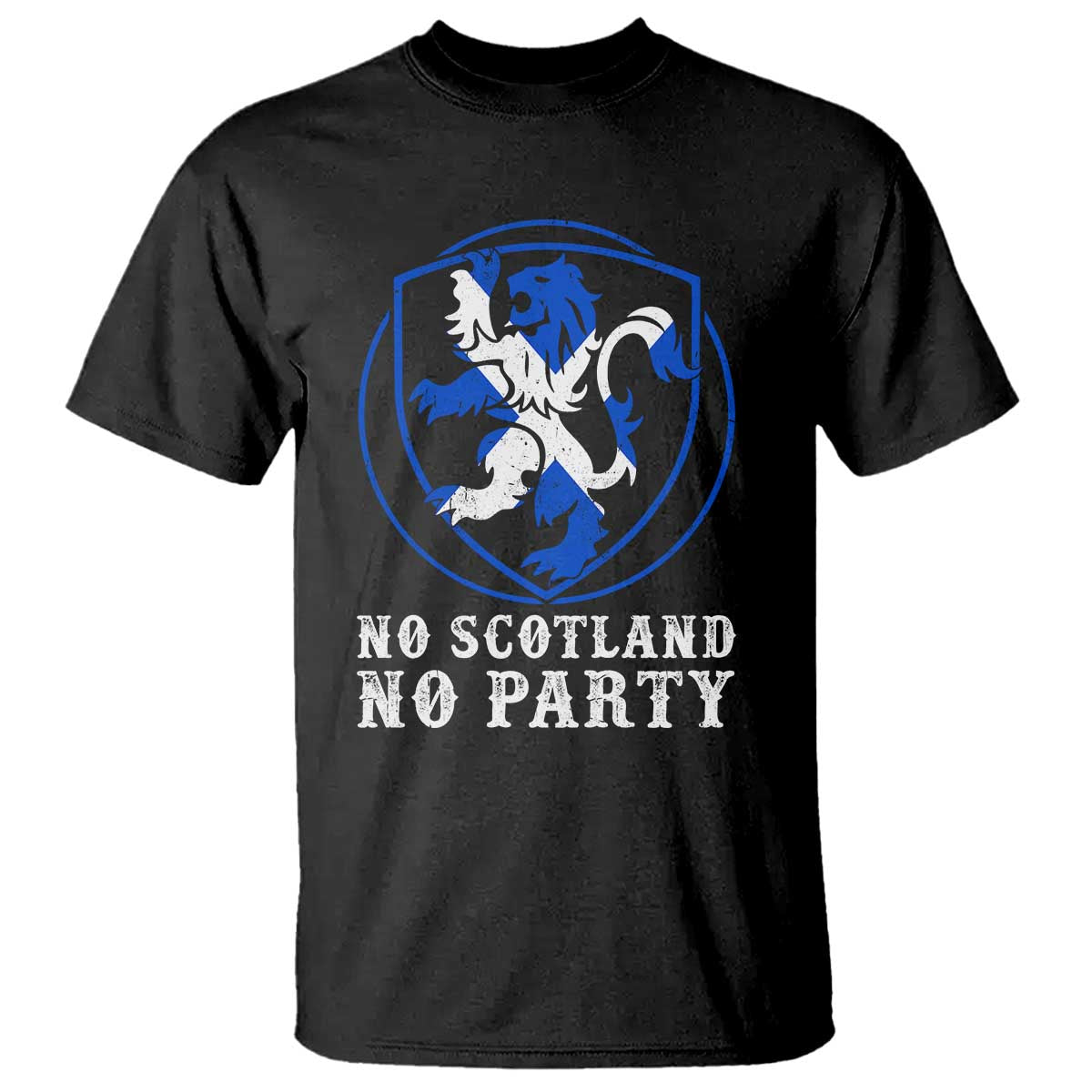 No Scotland No Party Distressed Shield Saltire Cross T Shirt Vintage Football Fans Game Day TS02 Black Print Your Wear