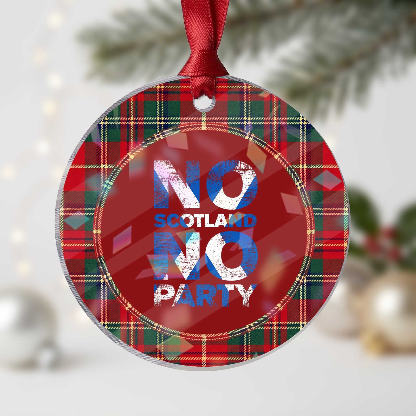 No Scotland No Party Saltire Flag Holographic Acrylic Ornament Football Fans Soccer Tournament Sports Lover