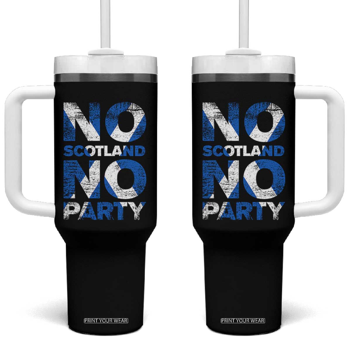 No Scotland No Party Saltire Flag Tumbler With Handle Football Fans Soccer Tournament Sports Lover TS02 One Size: 40 oz Black Print Your Wear