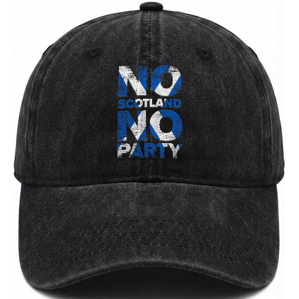 No Scotland No Party Saltire Flag Washed Cotton Baseball Cap Football Fans Soccer Tournament Sports Lover TS02 Print Your Wear