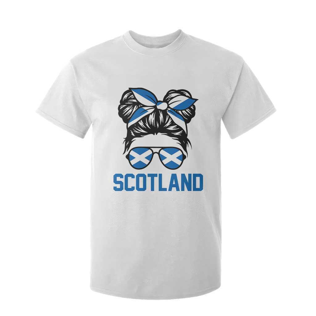 Scotland Messy Bun Hair Saltire Flag Ribbon Bow T Shirt For Kid Scottish Pride for Girls Women TS02 White Print Your Wear