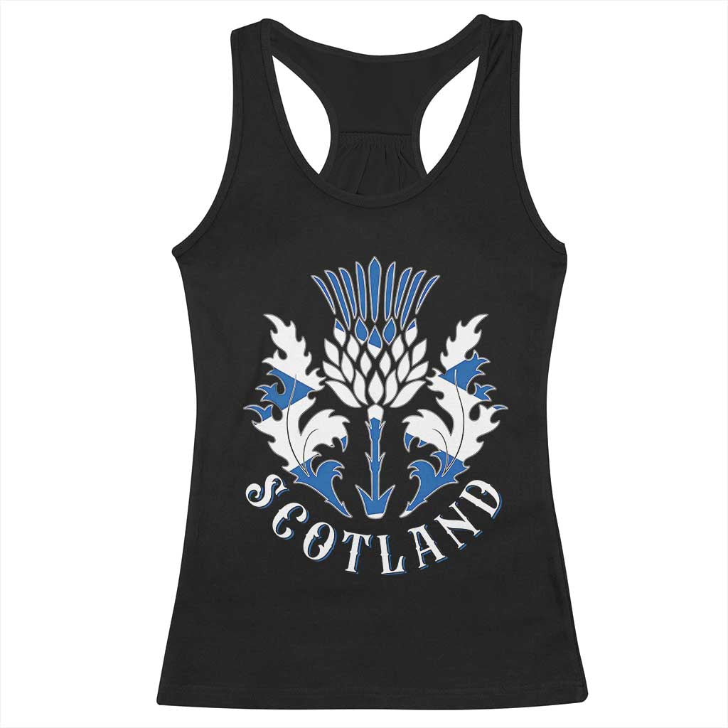 Scotland Thistle Floral Emblem Racerback Tank Top Stylized Gothic Heraldry Scottish Heritage Pride TS02 Black Print Your Wear