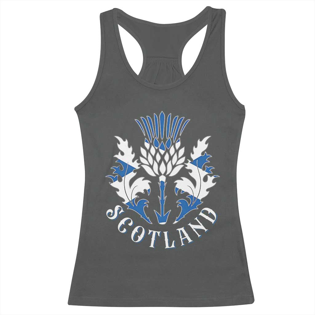 Scotland Thistle Floral Emblem Racerback Tank Top Stylized Gothic Heraldry Scottish Heritage Pride TS02 Dark Heather Print Your Wear