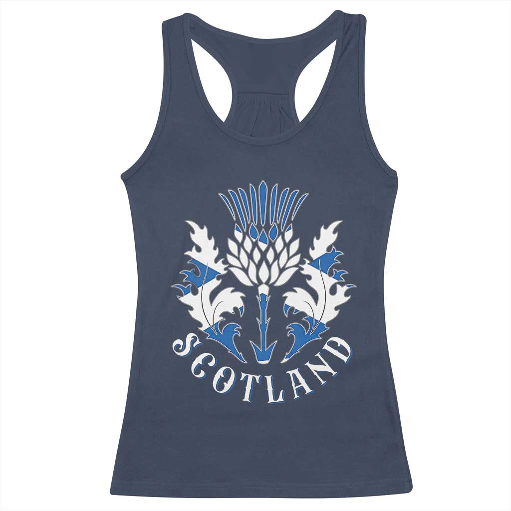 Scotland Thistle Floral Emblem Racerback Tank Top Stylized Gothic Heraldry Scottish Heritage Pride TS02 Navy Print Your Wear
