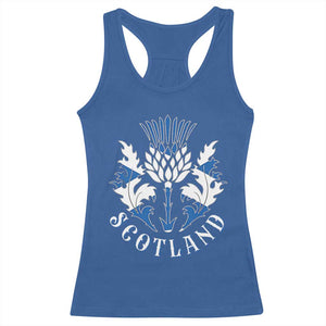 Scotland Thistle Floral Emblem Racerback Tank Top Stylized Gothic Heraldry Scottish Heritage Pride TS02 Royal Blue Print Your Wear