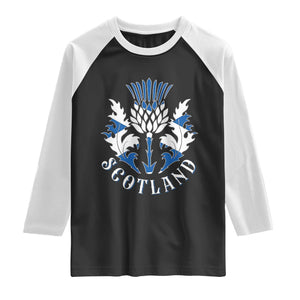 Scotland Thistle Floral Emblem Raglan Shirt Stylized Gothic Heraldry Scottish Heritage Pride TS02 Black White Print Your Wear