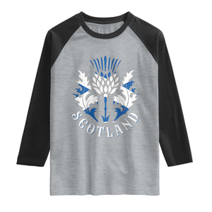 Scotland Thistle Floral Emblem Raglan Shirt Stylized Gothic Heraldry Scottish Heritage Pride TS02 Heather Gray Black Print Your Wear