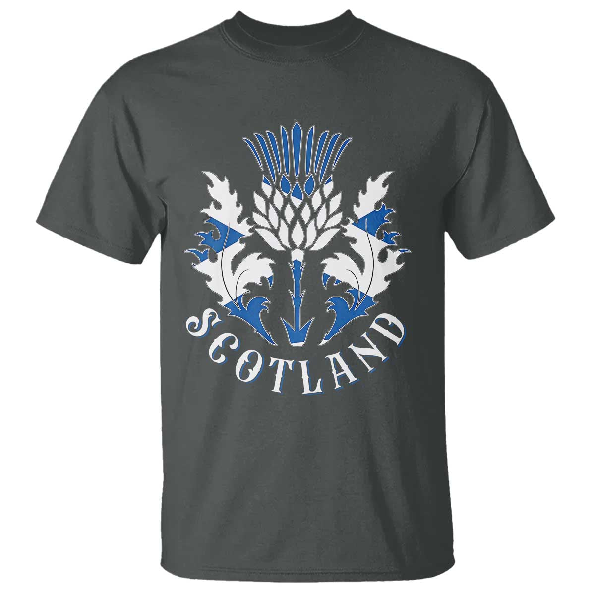 Scotland Thistle Floral Emblem T Shirt Stylized Gothic Heraldry Scottish Heritage Pride TS02 Dark Heather Print Your Wear