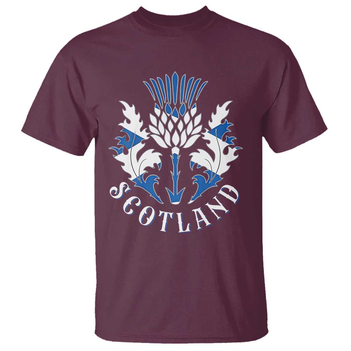 Scotland Thistle Floral Emblem T Shirt Stylized Gothic Heraldry Scottish Heritage Pride TS02 Maroon Print Your Wear