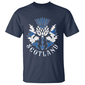 Scotland Thistle Floral Emblem T Shirt Stylized Gothic Heraldry Scottish Heritage Pride TS02 Navy Print Your Wear