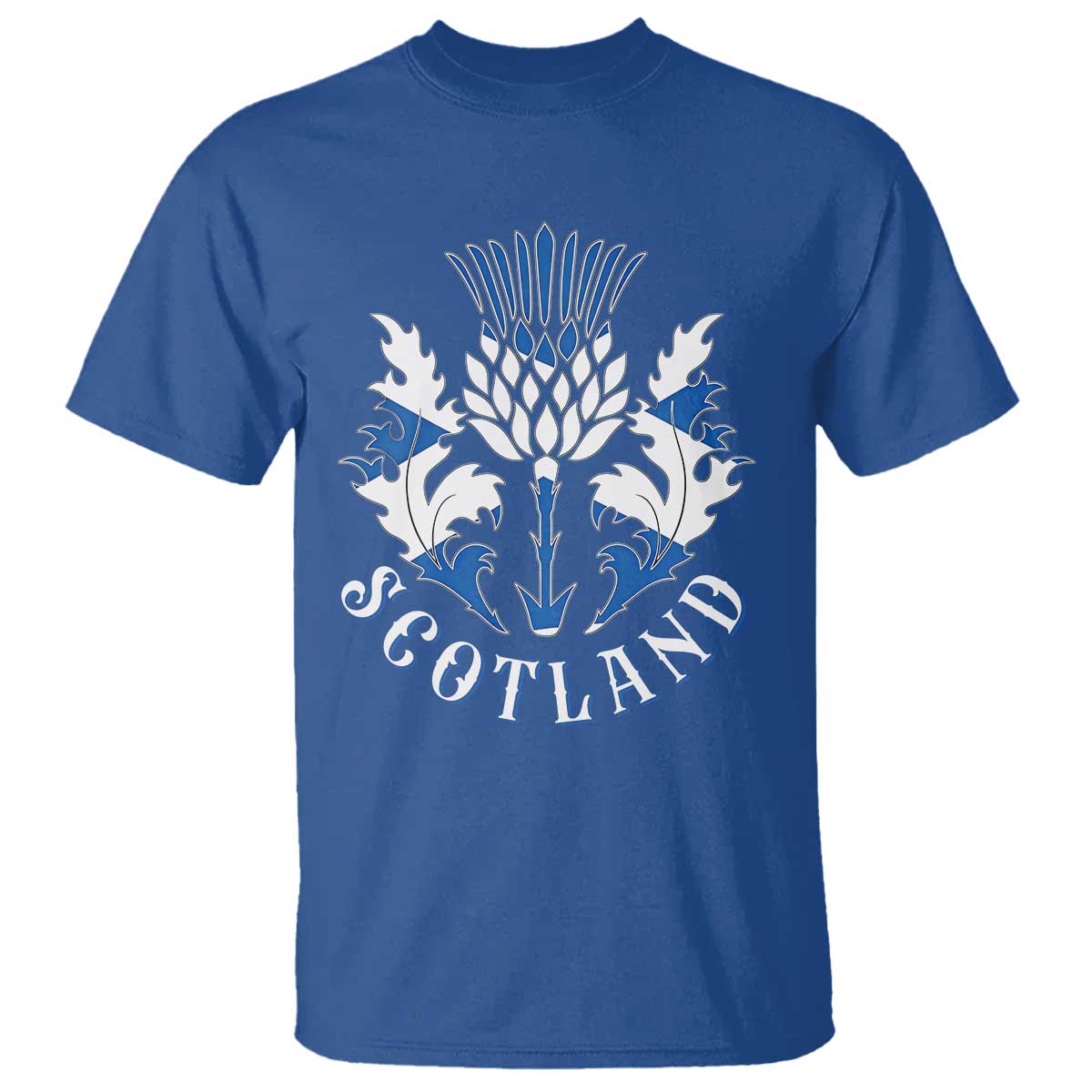 Scotland Thistle Floral Emblem T Shirt Stylized Gothic Heraldry Scottish Heritage Pride TS02 Royal Blue Print Your Wear