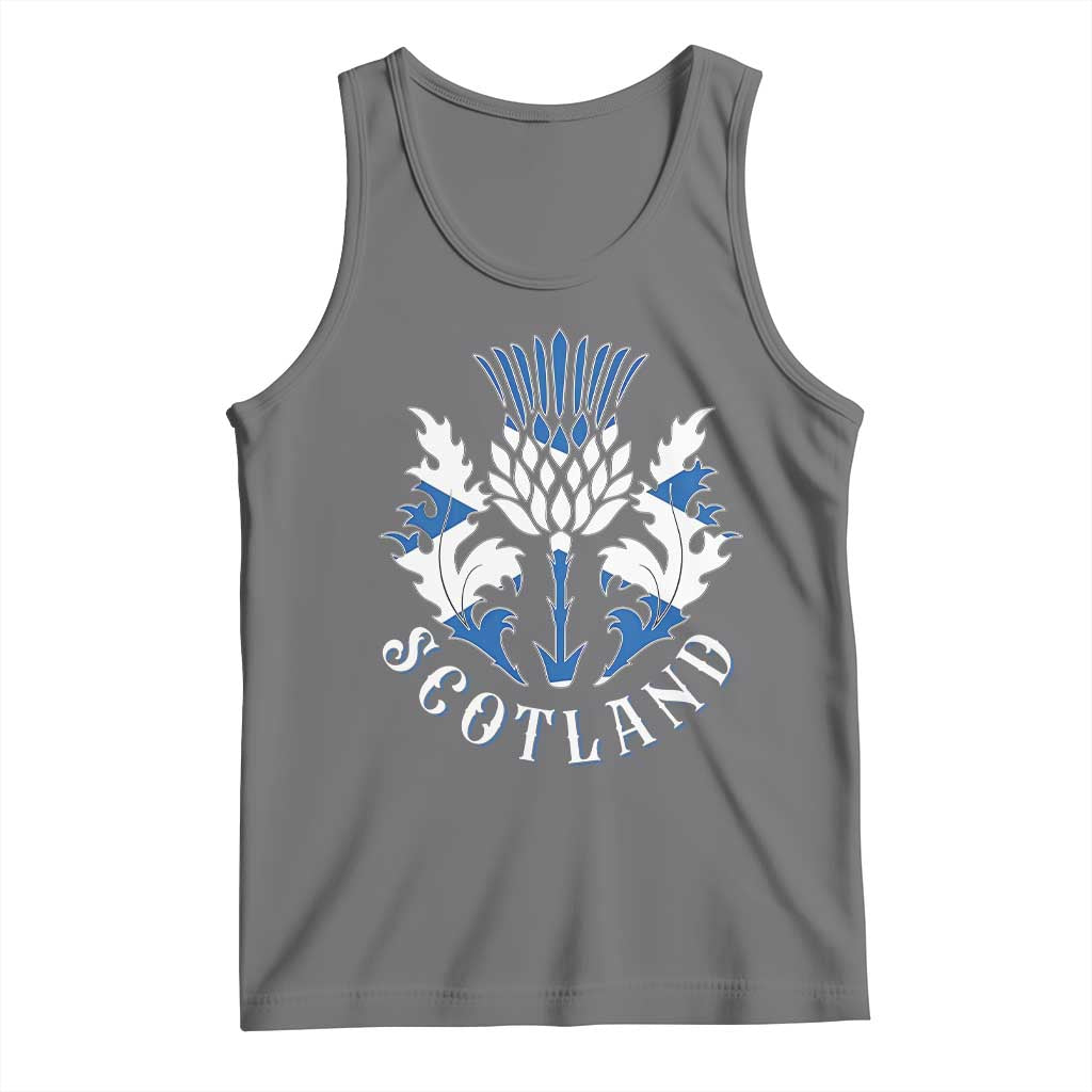 Scotland Thistle Floral Emblem Tank Top Stylized Gothic Heraldry Scottish Heritage Pride TS02 Black Heather Print Your Wear