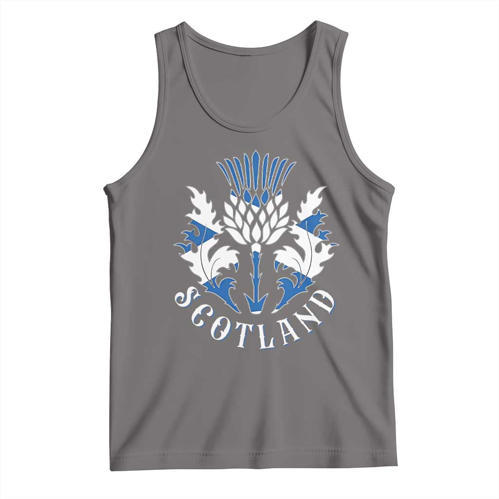 Scotland Thistle Floral Emblem Tank Top Stylized Gothic Heraldry Scottish Heritage Pride TS02 Deep Heather Print Your Wear