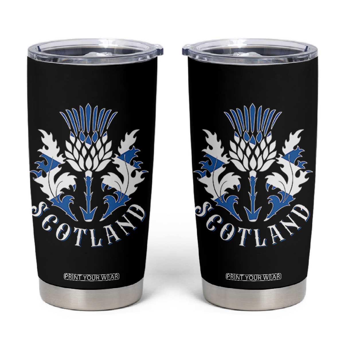 Scotland Thistle Floral Emblem Tumbler Cup Stylized Gothic Heraldry Scottish Heritage Pride TS02 Black Print Your Wear