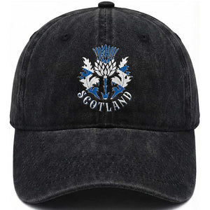 Scotland Thistle Floral Emblem Washed Cotton Baseball Cap Stylized Gothic Heraldry Scottish Heritage Pride TS02 Print Your Wear
