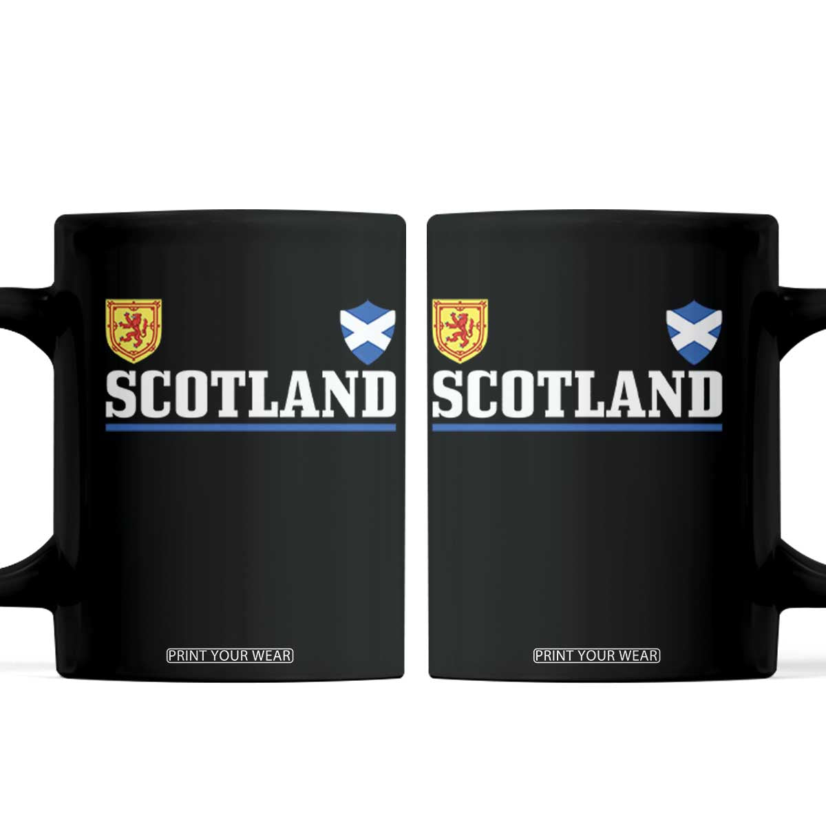 Scotland Dual Crest Lion Rampant Shield Saltire Flag Coffee Mug Football Fans Match Day TS02 Black Print Your Wear
