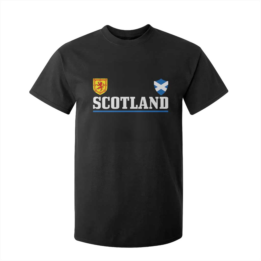 Scotland Dual Crest Lion Rampant Shield Saltire Flag T Shirt For Kid Football Fans Match Day TS02 Black Print Your Wear