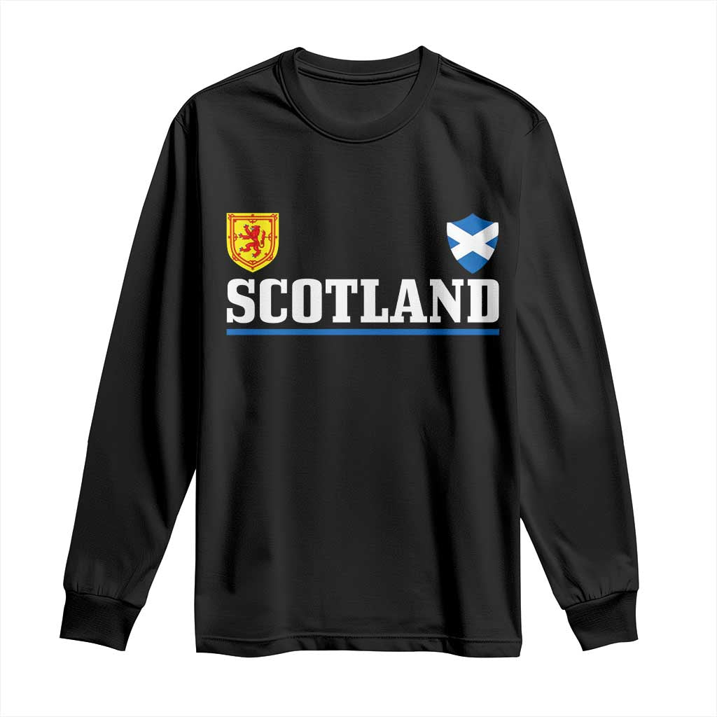 Scotland Dual Crest Lion Rampant Shield Saltire Flag Long Sleeve Shirt Football Fans Match Day TS02 Black Print Your Wear