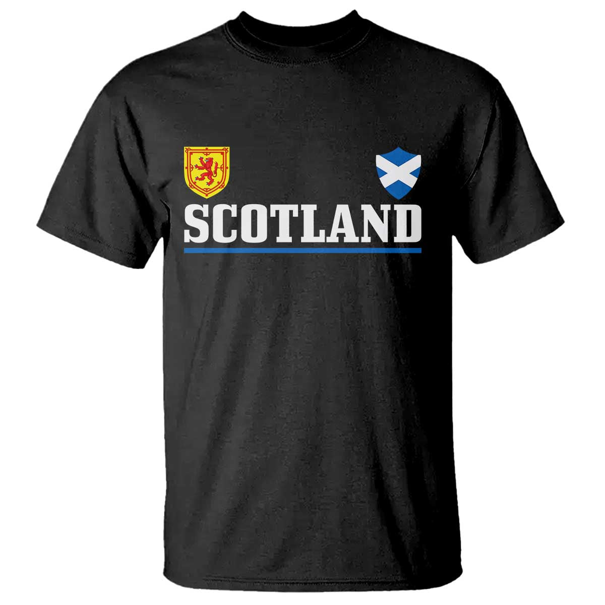 Scotland Dual Crest Lion Rampant Shield Saltire Flag T Shirt Football Fans Match Day TS02 Black Print Your Wear