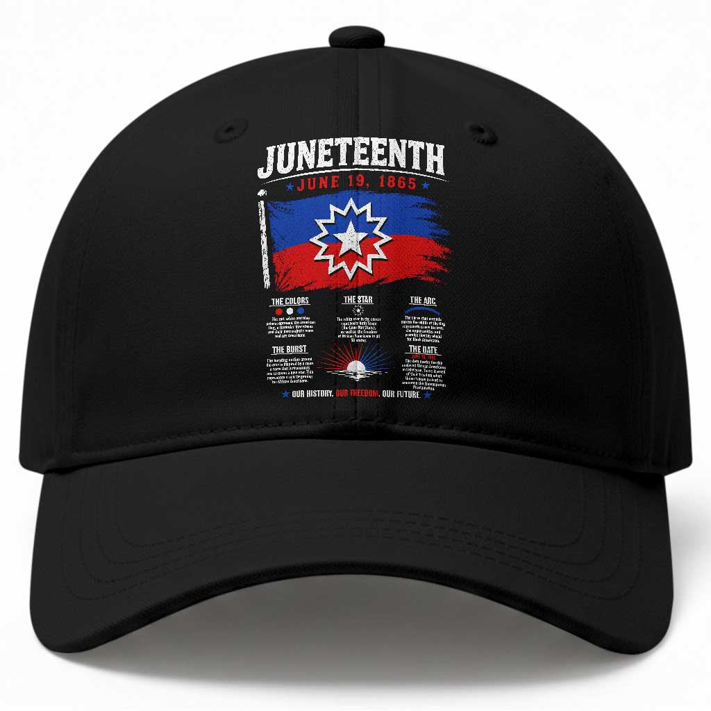Educational Juneteenth Flag Symbolism Infographic Baseball Cap Freedom Day June 19 1865 History Meaning TS02 Print Your Wear