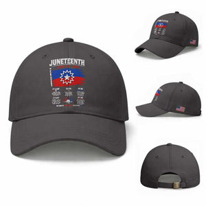Educational Juneteenth Flag Symbolism Infographic Baseball Cap Freedom Day June 19 1865 History Meaning TS02 Baseball Cap Universal Fit Dark Gray Print Your Wear