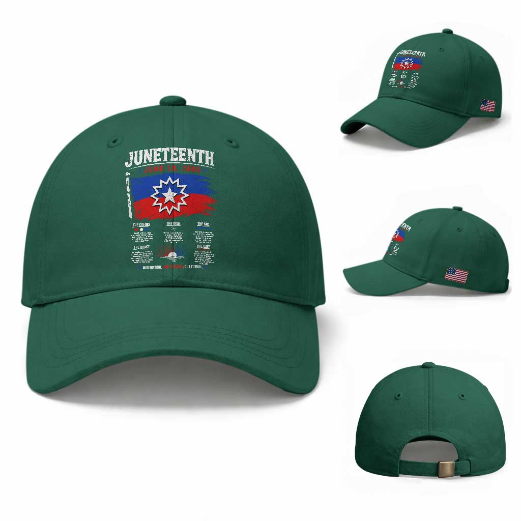 Educational Juneteenth Flag Symbolism Infographic Baseball Cap Freedom Day June 19 1865 History Meaning TS02 Baseball Cap Universal Fit Irish Green Print Your Wear