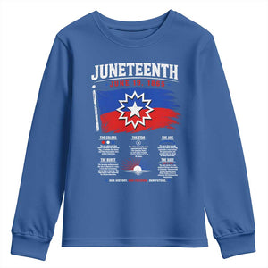 Educational Juneteenth Flag Symbolism Infographic Youth Sweatshirt Freedom Day June 19 1865 History Meaning TS02 Royal Blue Print Your Wear