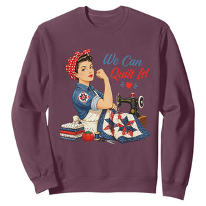 Funny Rosie We Can Quilt It Sweatshirt Quilting Sewing Crafty Joke TS02 Maroon Print Your Wear