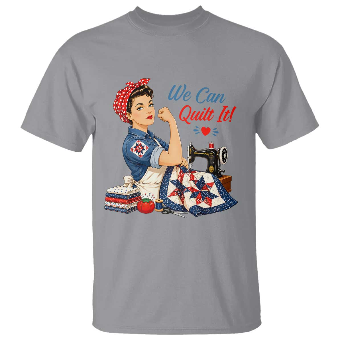 Funny Rosie We Can Quilt It T Shirt Quilting Sewing Crafty Joke TS02 Sport Gray Print Your Wear