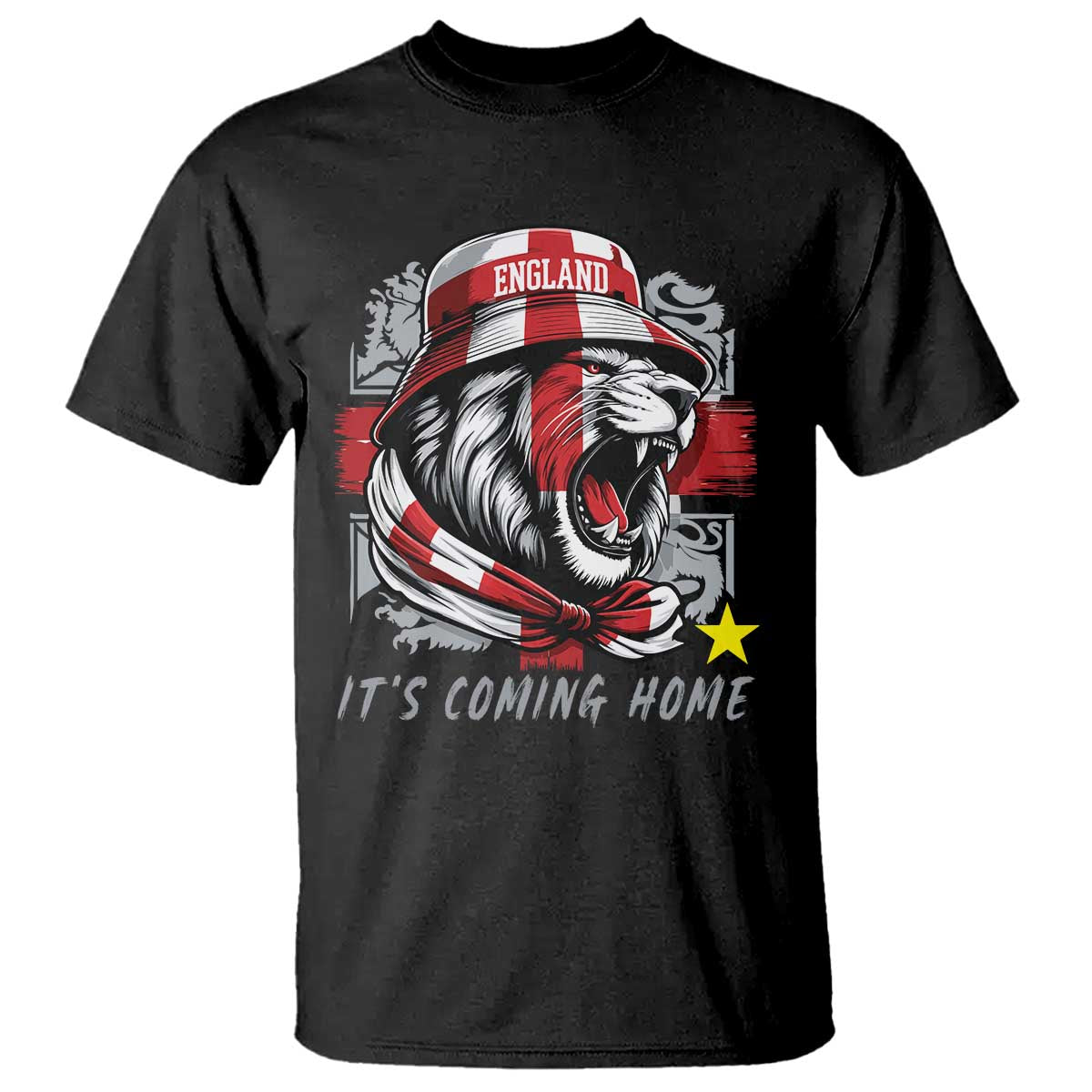 Roaring Lions England Football Pride T Shirt Retro Patriotic Soccer British Football Fans TS02 Black Print Your Wear