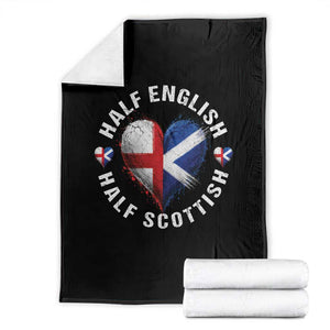Half English Half Scottish Heritage Throw Blanket Heart St Georges Cross and Saltire Pride TS02 Black Print Your Wear