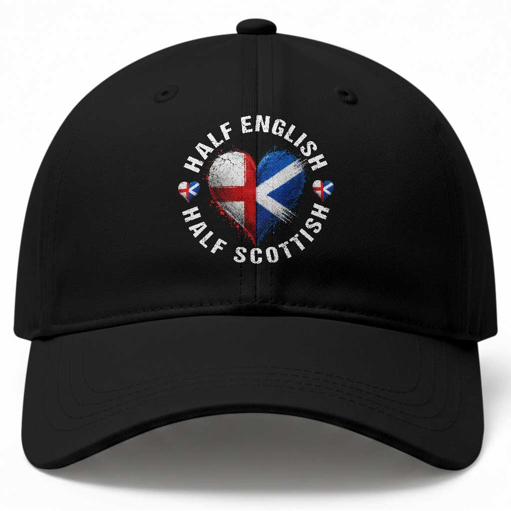 Half English Half Scottish Heritage Baseball Cap Heart St Georges Cross and Saltire Pride TS02 Print Your Wear
